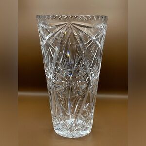 Vintage American Brilliant Style Crystal Cut Glass Vase 10”